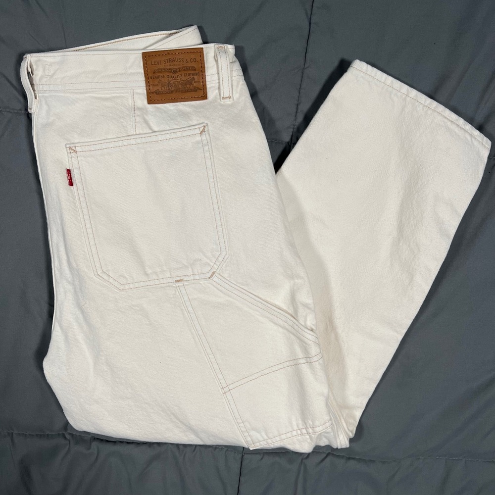 Levis Painter Boy Jeans Womens 32 Beige Cream Carpenter Straight Relaxed Denim